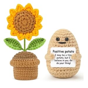 Crochet Sunflower and Positive Potato Plush Set NWT Fun Gift Multiple Available